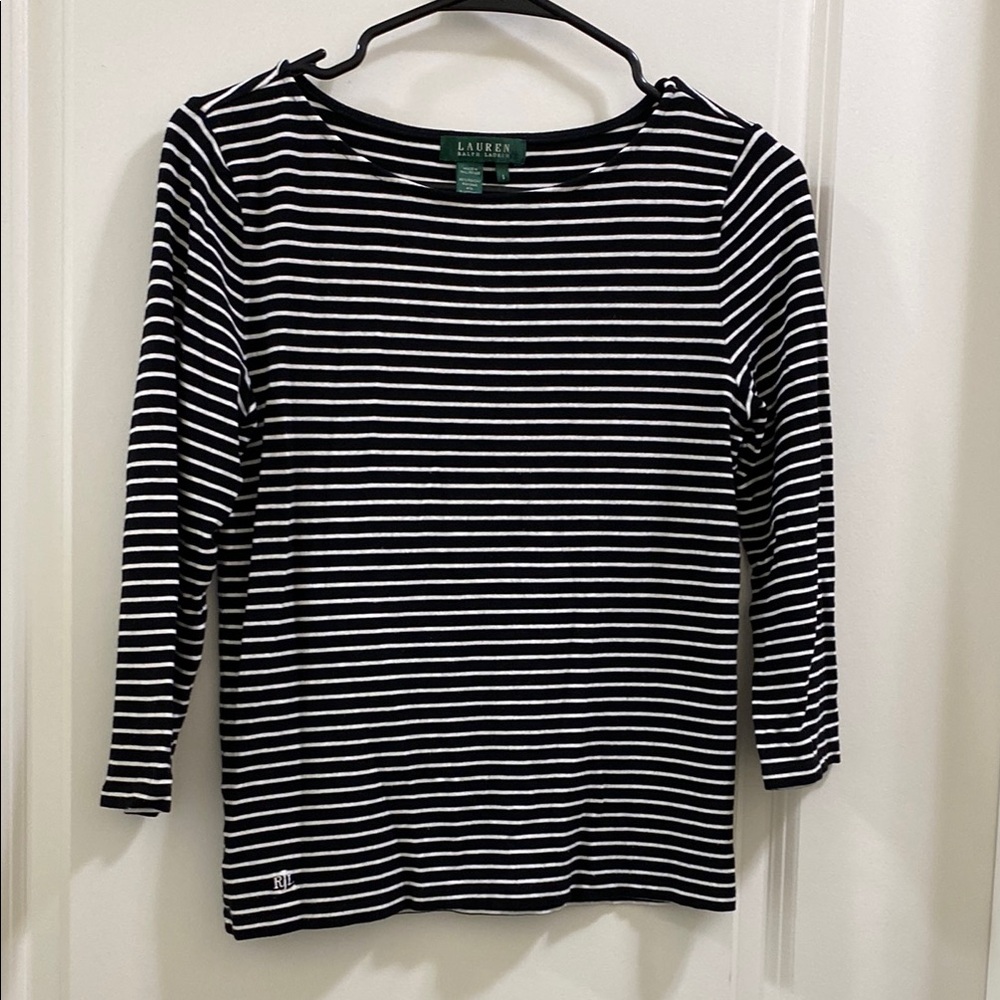 Black and White Striped Women's Top